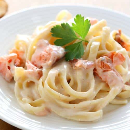 Salmon Fettuccine in a Cheese Sauce - Seafresh